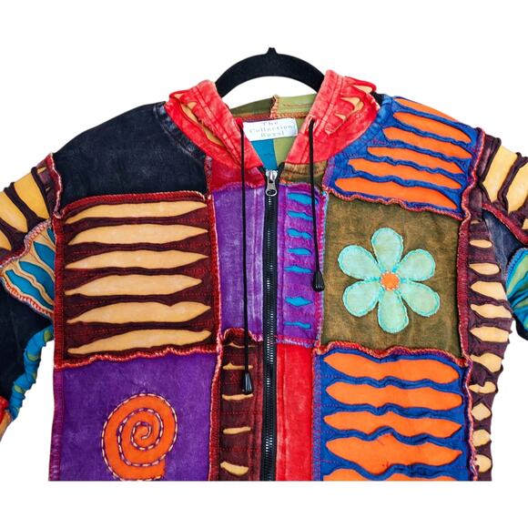 The Collection Royal Multi-Colored Patchwork Boho Hippie Women's Jacket Sz M/L - Picture 3 of 6
